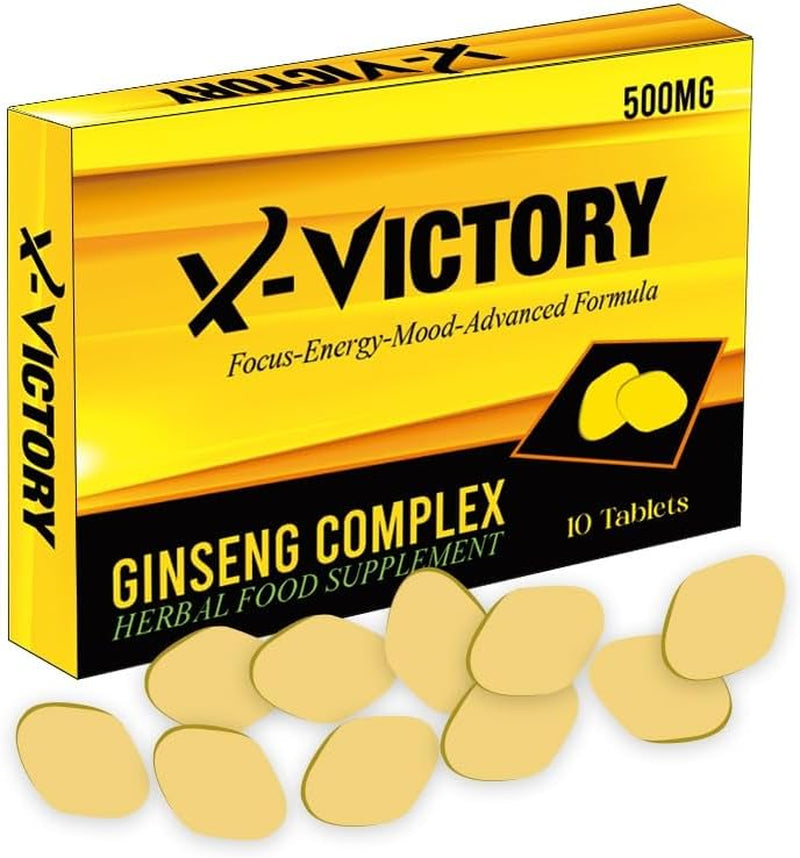 New! Super Extra-Strong X-VICTORY - Ginseng and Herbal Food Supplement for Men. the Most Effective Natural, Powerful and Fast Acting Food Supplement for Men! - (Pack of 10 Tablets)