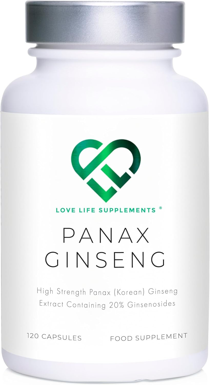 Panax (Korean) Ginseng 3500Mg 20% Ginsenosides | 4 Month Supply - 120 High Strength Capsules with No Bulking Agents | for Improved Memory, Athletic Endurance, Stress Reduction | Love Life Supplements