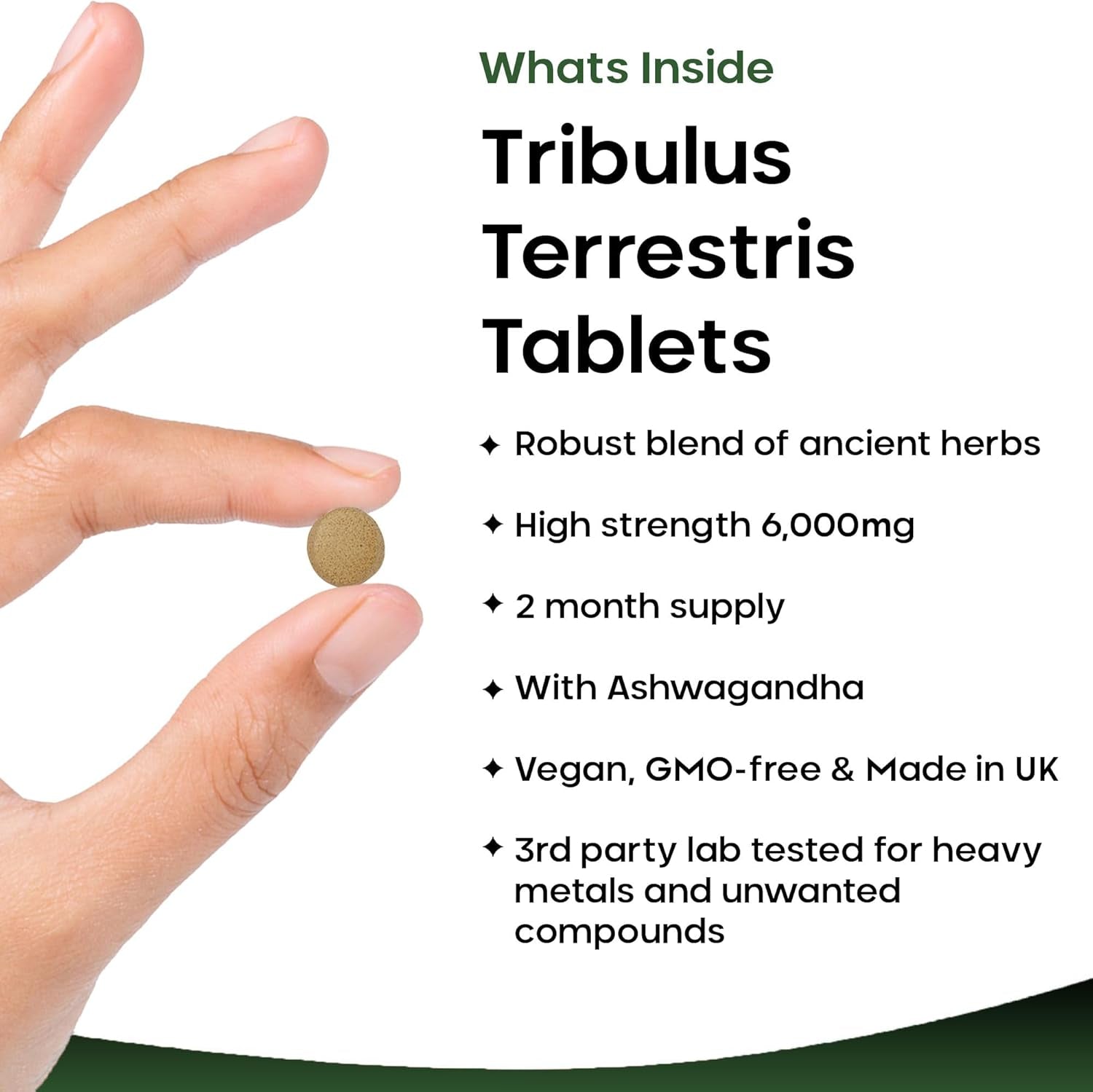 Tribulus Terrestris 6000Mg High Strength Tablets Enriched with Ashwagandha - Tribulus Terrestris with 95% Sapopins - 120 Tribulus Terrestris Tablets Made in the UK by New Leaf