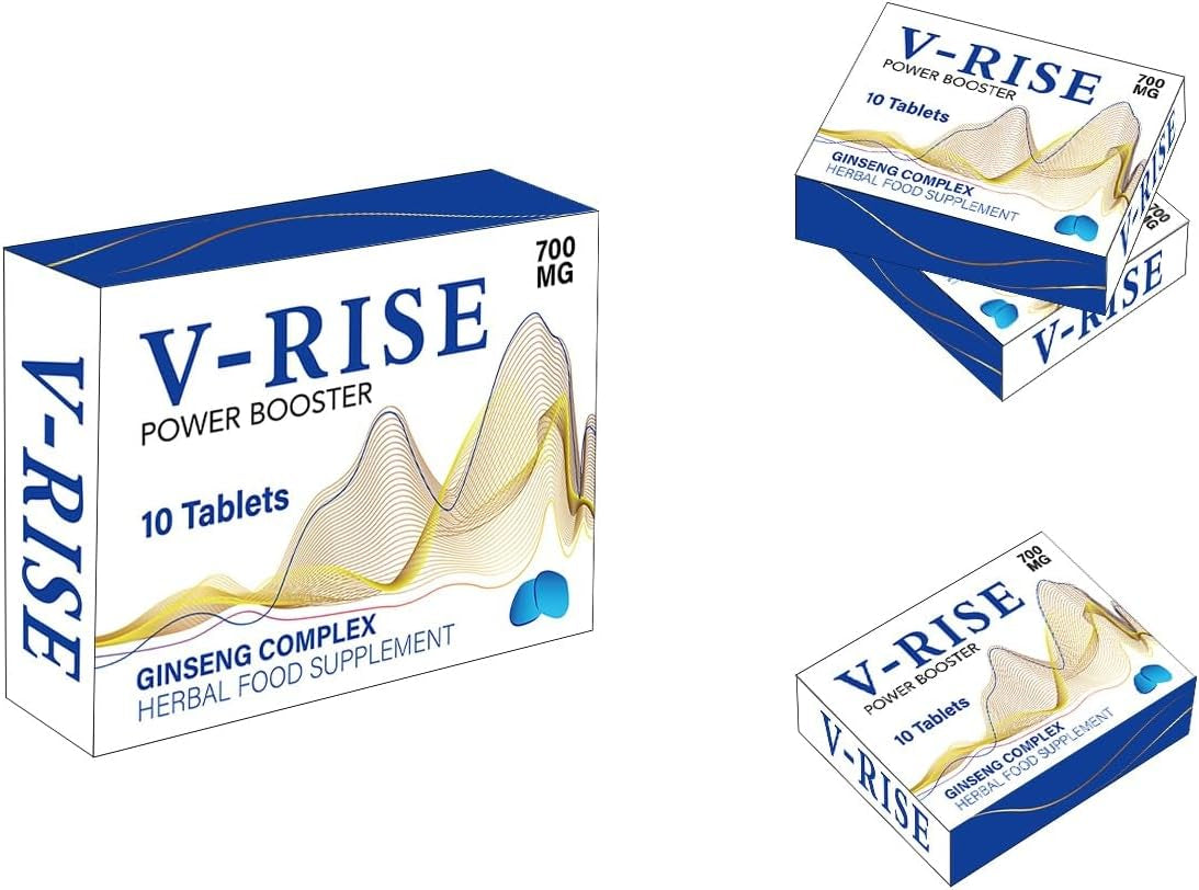 V-RISE Blue-New Stronger for Longer Formula for Men - Ultra Strong Performance Enhancing Pills, Stamina Endurance Booster Blue Supplement Pills for Men - 10 Ginseng Tablets 700MG