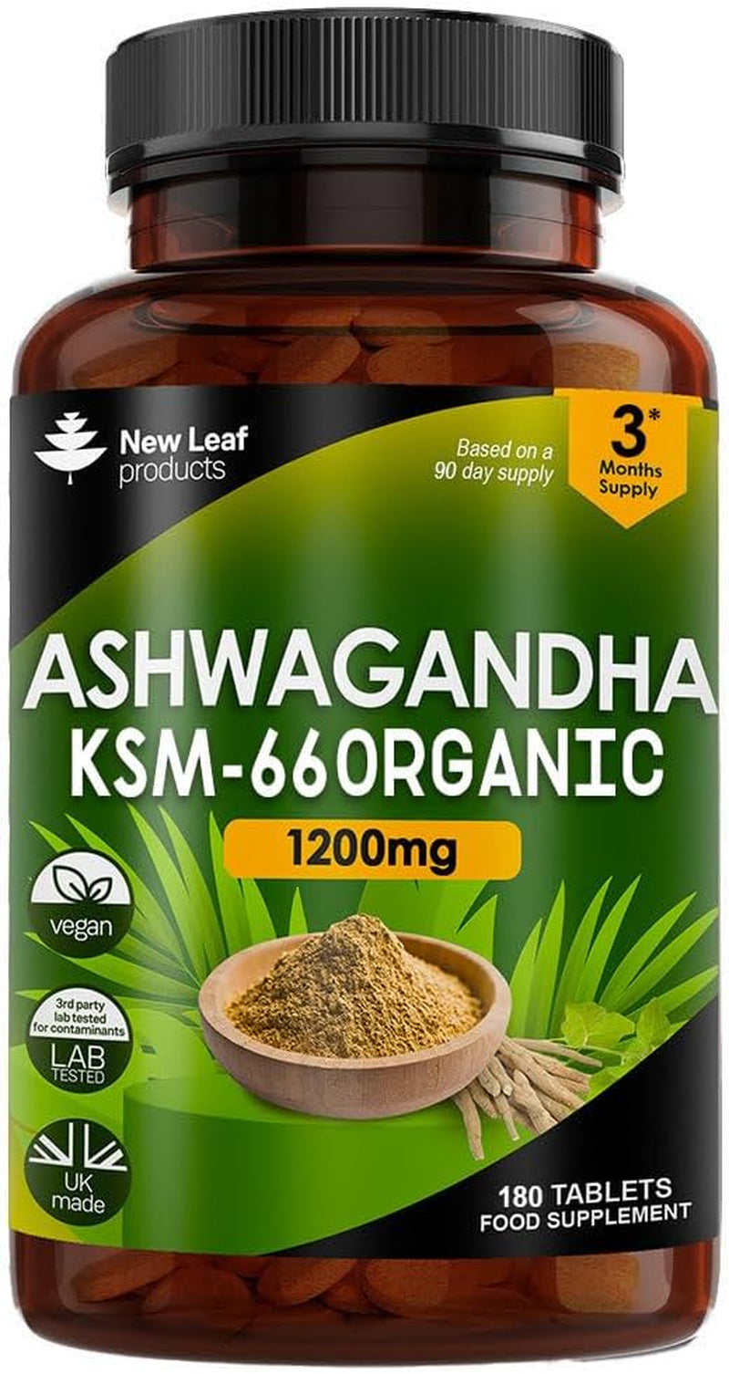 Ashwagandha KSM-66 and Lions Mane Capsules - High Strength 2000Mg KSM-66 Ashwaghandha Root Extract and Lions Mane Mushroom Extract - 120 Vegan Capsules with Black Pepper - UK Made by New Leaf