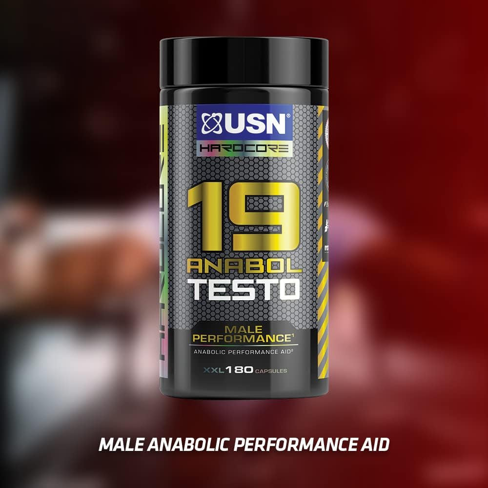 USN 19-Anabol Testo, Testosterone Supplements for Men - 90 Capsules, Boosts Strength Training & Reduces Fatigue, Natural Pre Workout Testosterone Booster, Daily Dietary Supplement